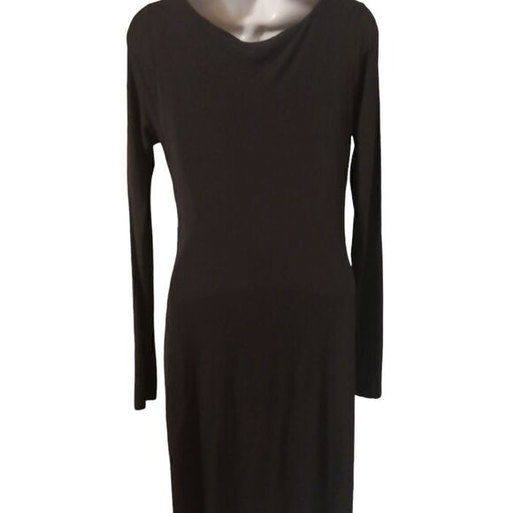 Bailey 44 black ruched wrap jersey knit long sleeve dress with jeweled accent M - Picture 5 of 10